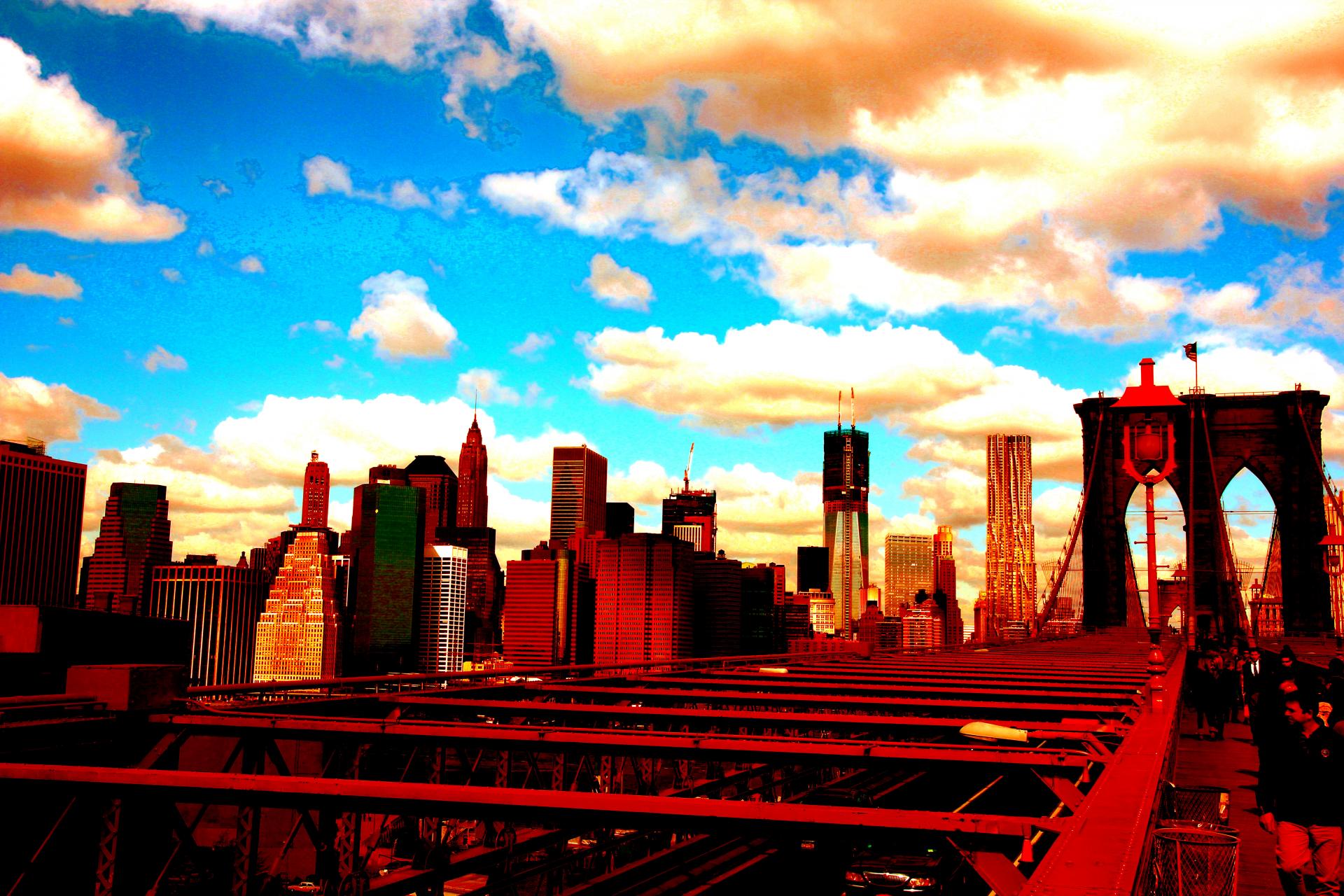 Ny Manhatten Mit Brooklin Bridge Digitalphoto