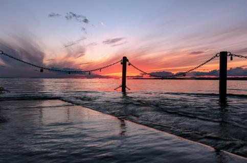 sonnenuntergang am see