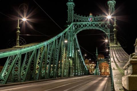  Freiheitsbrücke bei Nacht in Budapest 