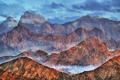mountain abstraction in evening ligth 
