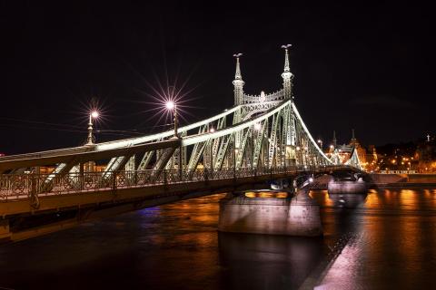 Liberty Bridge at night