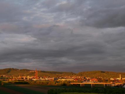 Sturm und Sonnenuntergang mit Sicht auf Winnenden