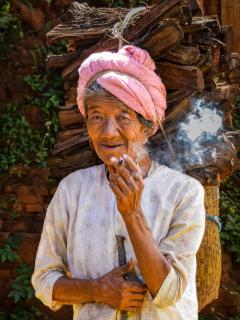 Smoking Lady in Myanmar