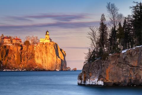 Letztes Licht am Split Rock Leuchtturm