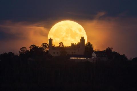 Mondaufgang hinter dem Auerbacher Schloss