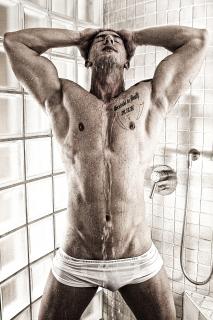 in the shower...