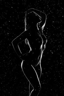 Aktshooting im Regen (wet shoot nude art) Silhouette Aktfoto