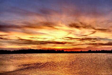 Sonnenuntergang am Achterwasser