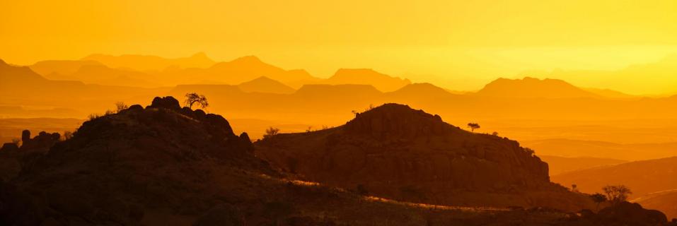 Sonnenuntergang in Namib Wüste