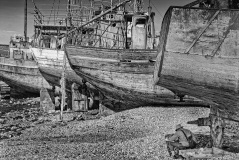 Malers Stammplatz im Hafen