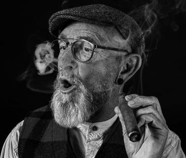Smoking a cigar