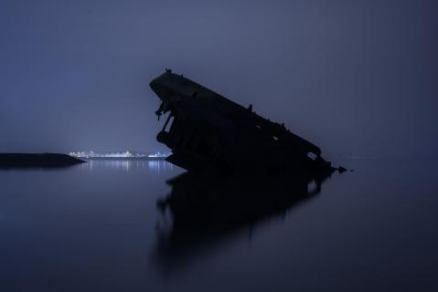 Wrack in der Elbe