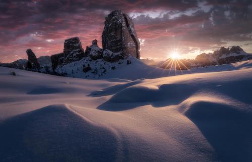 Sonnenaufgang Cinque Torri Dolomiten Italien