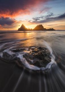 Sonnenuntergang bei Sutro Baths in San Francisco, California