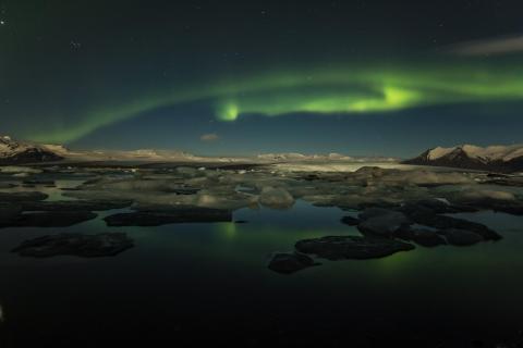 Nordlicht über dem Jökulsarlon