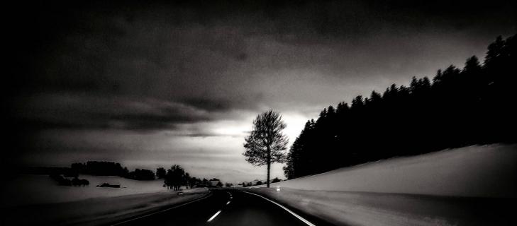 evening snow road