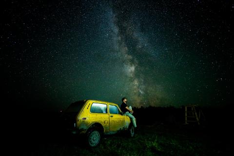 Lada Niva under the stars