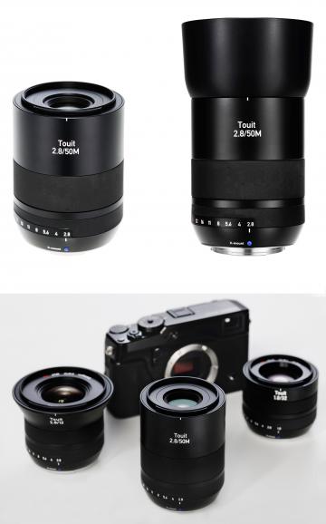 Das ganze Zeiss-Sortiment: Touits 2.8/50, 1.8/32 und 2.8/12