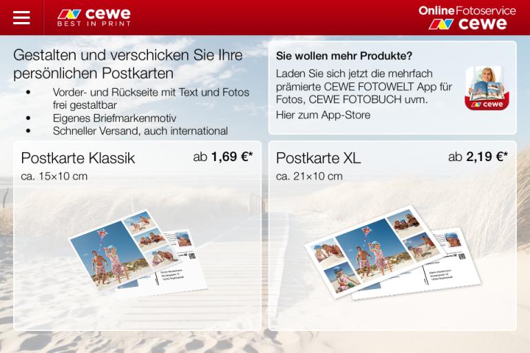 Cewe Postcard: Tolle Zusatz-Features
Die Postcard-App von Cewe punktet mit sinnvollen Features. So haben Sie die Möglichkeit, ein eigenes Foto als Briefmarke zu verwenden, Postkarten im XL-Format zu erstellen oder den Textbereich für eine...