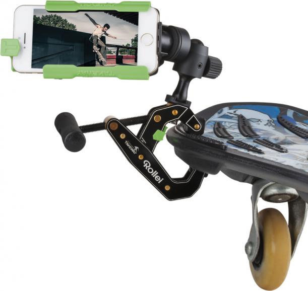 Der Rollei Clampod Smartphone Halter ist für sportliche Aktivitäten gedacht, da er auch starken Erschütterungen standhält.
