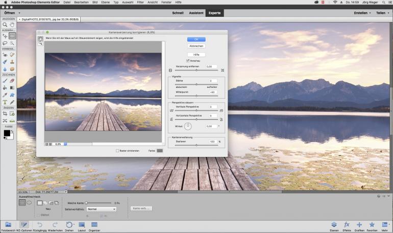 Der Editor in Photoshop Elements ist für Einsteiger und Experten unterteilt. 