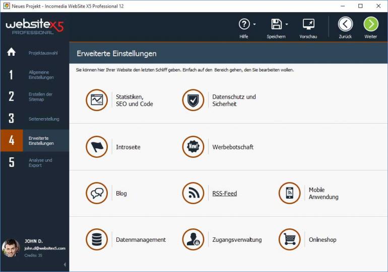 Die erweiterten Versionen von WebSite X5 bieten unter anderem Tools zur Suchmashcinenoptimierung.