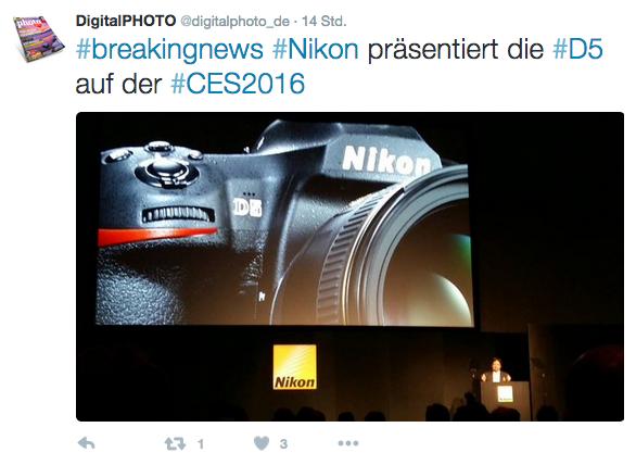 DigitalPHOTO-Chefredakteurin Wibke Pfeiffer war live bei der CES in Las Vegas und berichtete über die Nikon-Pressekonferenz via Twitter. 