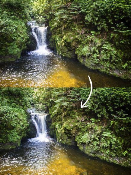 Mit einer Canon EOS 60 D, 17 mm, bei Blende F/7,1, ISO 200 und Belichtungszeit 1/10s wurde hier das vorteilhaftere Bild (unten) geschossen.