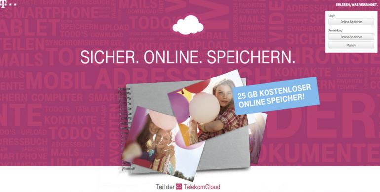 Der deutsche Dienstleister Telekom Mediencenter bietet auf seiner Cloud 25 GB Speicherplatz. (Win/Mac) http://mediencenter.telekom.de