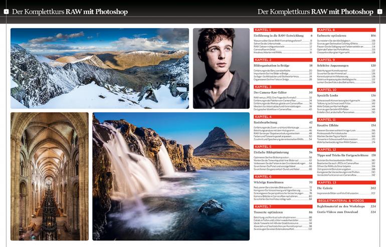 Inhaltsverzeichnis der neuen RAW mit Photoshop Ausgabe 01/2016