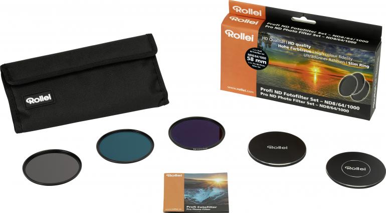 Zur Produktpalette gehören verschiedene Graufilter, ein Polarisations- und ein UV-Filter.