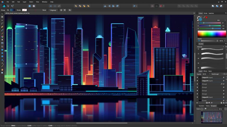 Screenshot von der Windows-Version von Affinity Designer.