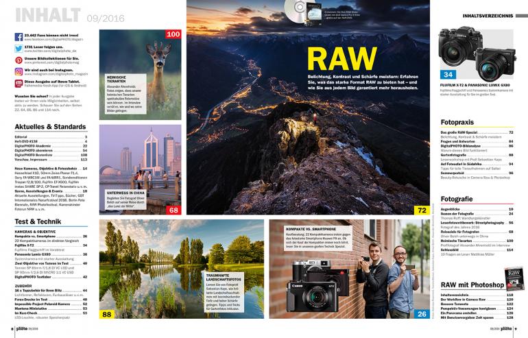 Inhaltsverzeichnis der DigitalPHOTO - Ausgabe 10/2015