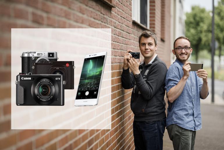 Die Bildqualität der Smartphonekamera nimmt stetig zu. Und nicht nur wir fragen uns: Braucht man heutzutage noch eine Kompaktkamera? Die Technikexperten Ben Lorenz (l.) und Tim Herpers (r.) haben zum ultimativen Duell geladen.