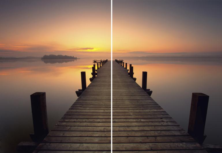 Vor und nach dem Entfernen des Bildrauschens: Canon EOS 5D Mark II | 17mm | 0,4s | F/18 | ISO 6400