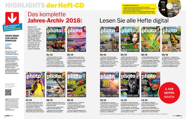 Das komplette Jahres-Archiv 2016 kostenlos auf der Heft-CD. Über 1400 Seiten hochauflösende PDFs. 