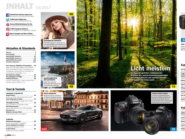 Jetzt neu am Kiosk: DigitalPHOTO 10/17 - mit großem Duell Canon vs. Nikon 