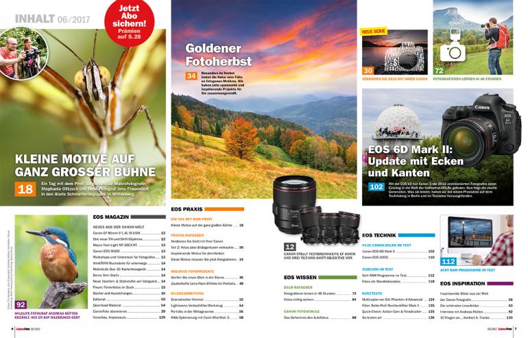 CanonFoto 6/2017 - Goldener Fotoherbst, EOS 6D Mark II im Labor- und Praxistest