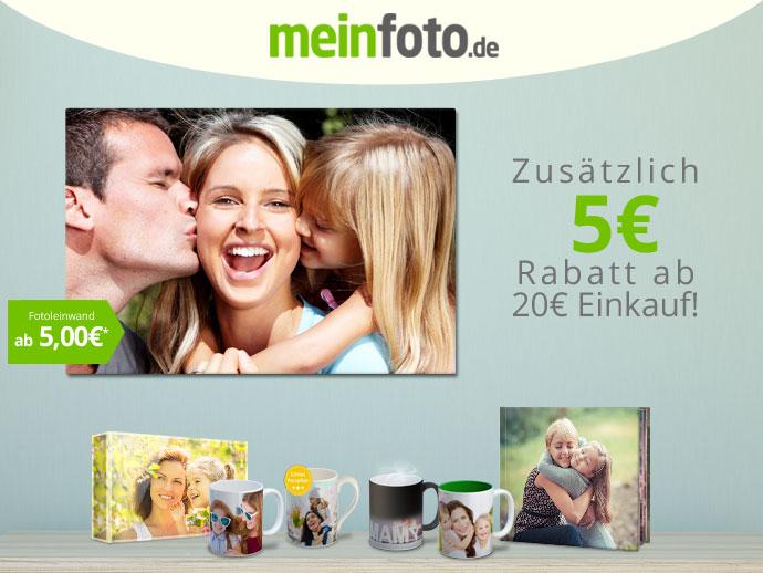 Deal bei meinfoto.de: Ab 20 Euro zusätzlich 5 Euro Rabatt!