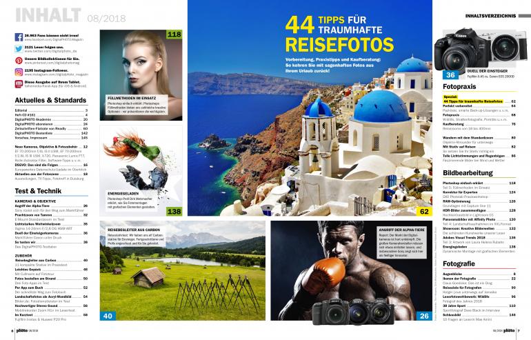 Neu am Kiosk und als Download: DigitalPHOTO 8/2018 mit großem Reisefoto-Special!