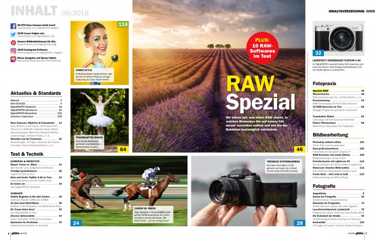 Druckfrisch am Kiosk: DigitalPHOTO 9/2018 mit großem RAW-Spezial!