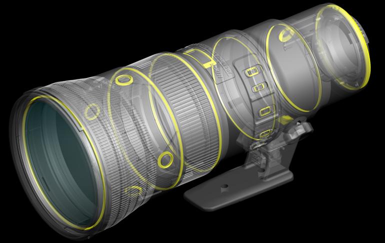 Nikon AF-S Nikkor 500 mm 1:5,6E PF ED VR: Abdichtungen