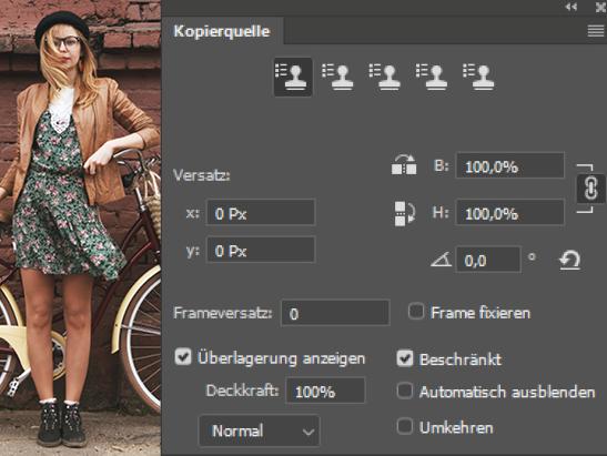 Kopierstempel: Mehr Optionen im Bedienfeld - Photoshop einfach erklärt