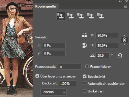 Kopierstempel: Mehr Optionen im Bedienfeld - Photoshop einfach erklärt