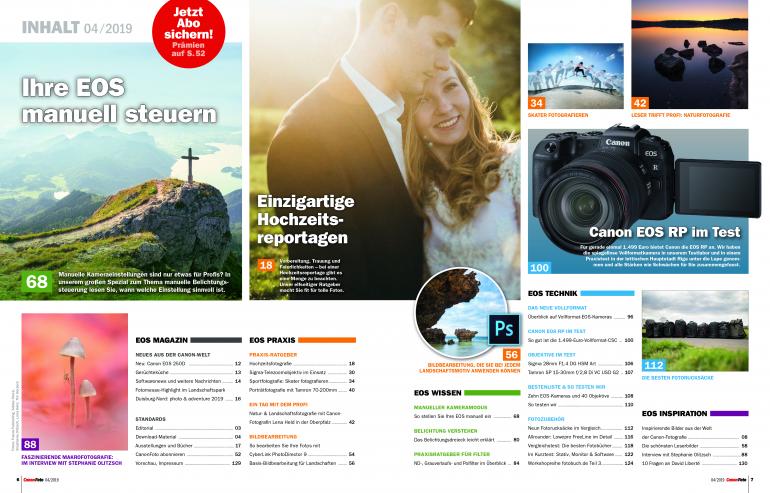 CanonFoto 04/2019 ab sofort erhältlich: 58 Profi-Tipps für Landschaftsfotografie + Canon EOS Bestenliste
