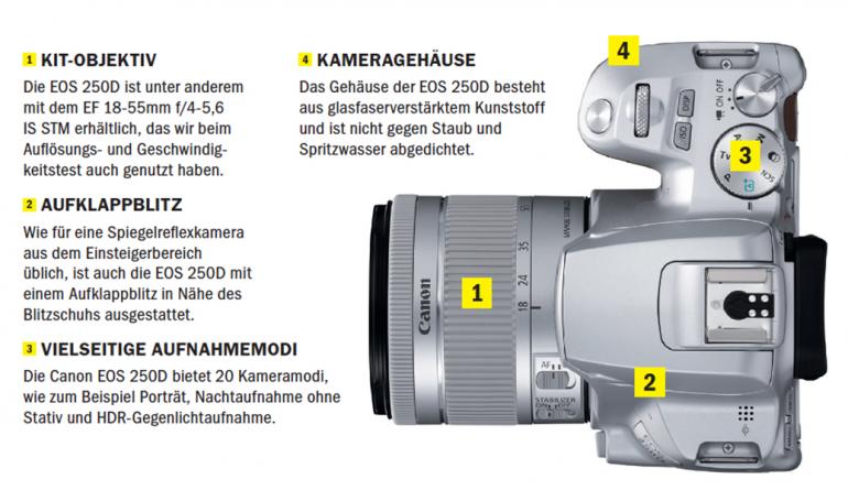 Einsteiger Spiegelreflexkamera: Canon EOS 250D