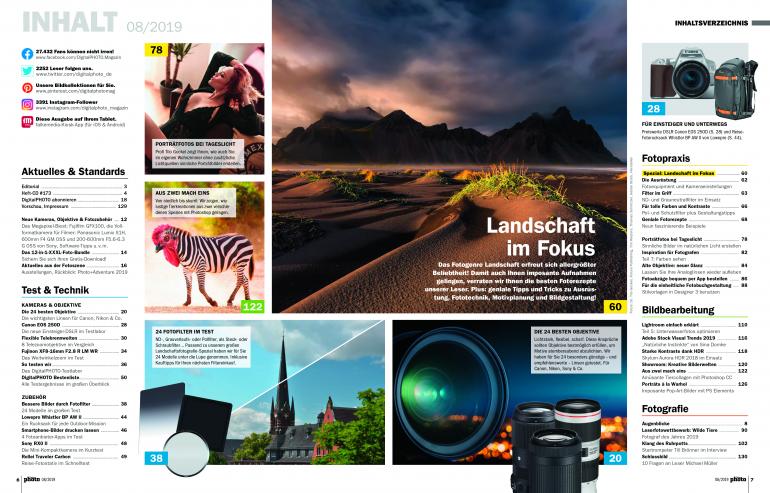 Neu! DigitalPHOTO 08/2019 - Landschaftsfotos, Objektive, XXXL-Foto-Bundle