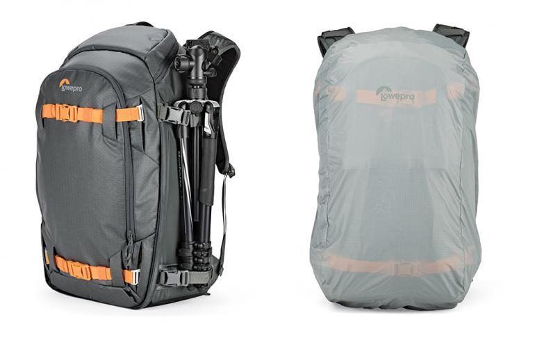 Der Fotorucksack Lowepro Whistler BP AW II ist in zwei Größen und zu einem Neupreis ab 376,83 Euro (UVP) im Handel erhältlich. Die Regenschutzhülle (s. rechts) bietet bei jedem Wetter zuverlässigen Schutz.