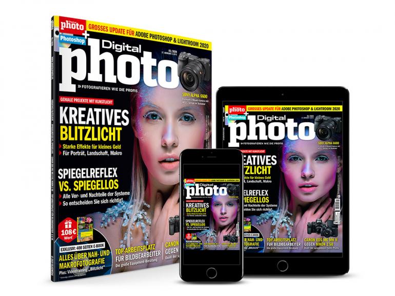 Jetzt im Handel: DigitalPHOTO 01/2020 - Kreatives Blitzlicht & Spiegelreflex vs. Spiegellos