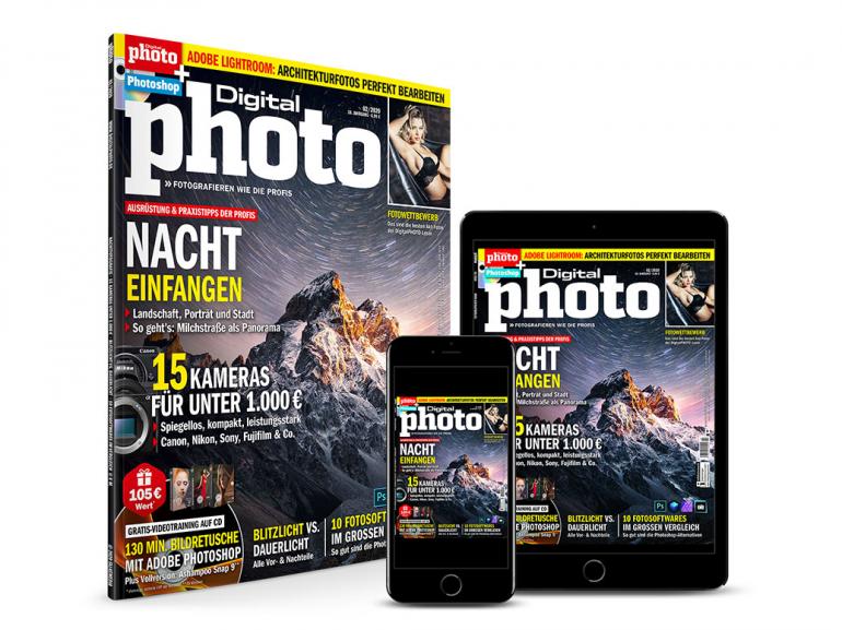 Ab sofort im Handel: DigitalPHOTO 02/2020 - Studioblitz vs. Dauerlicht + 18 Seiten Nachtfotografie!